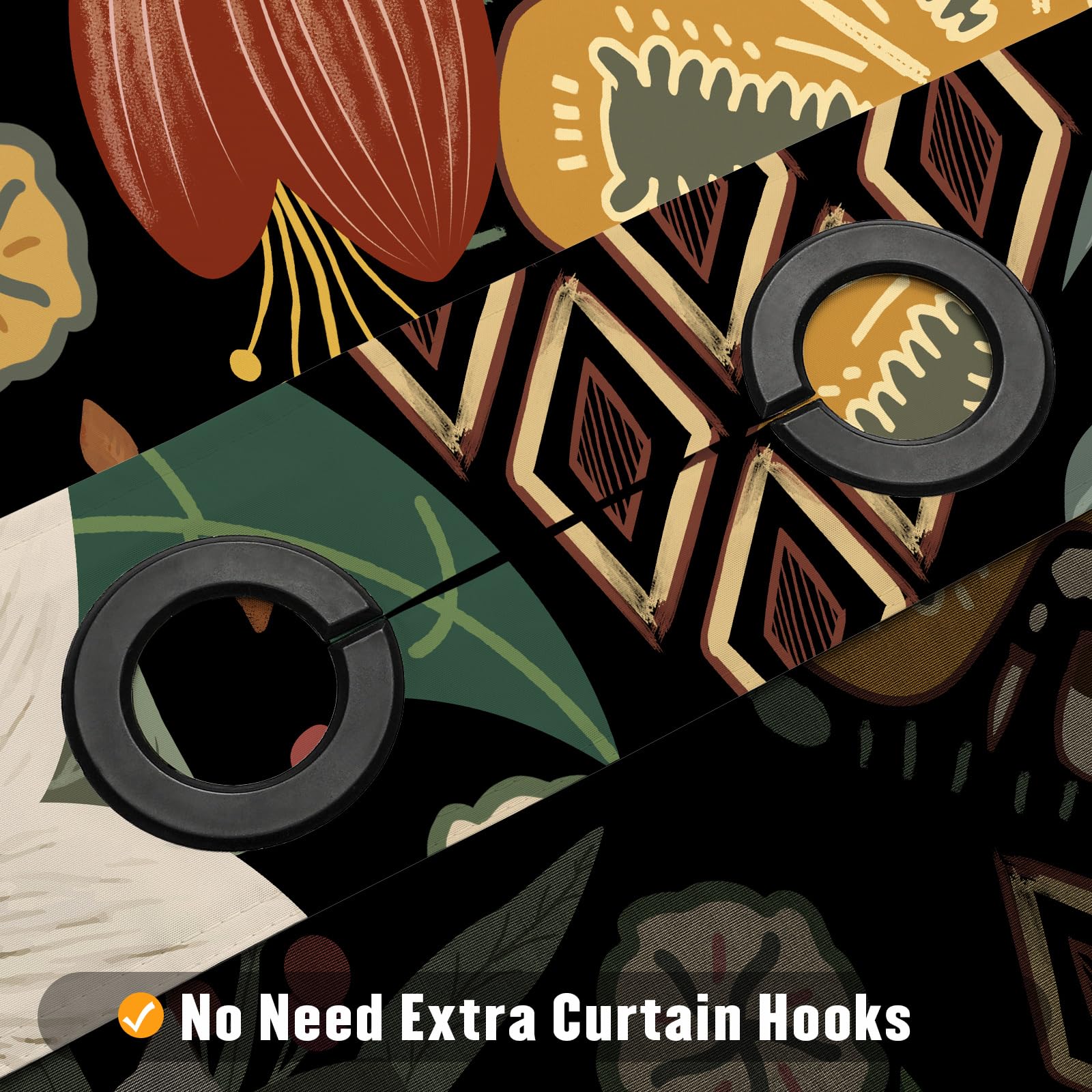 Mitovilla No Hooks Needed Boho Floral Shower Curtain Set With Snap-In Liner, Modern Abstract Heavy Duty Fabric Cloth Shower Curt